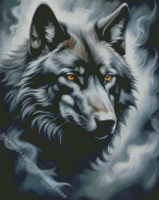 Mystical black wolf head Diamond Paintings