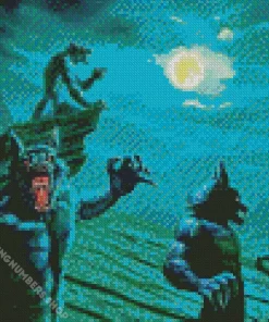 Night black werewolves Diamond Paintings