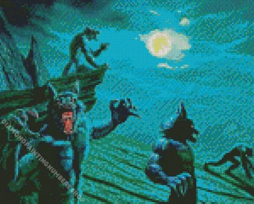 Night black werewolves Diamond Paintings