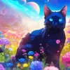 blue eyed black cat Diamond Paintings