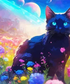 blue eyed black cat Diamond Paintings