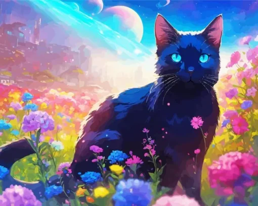 blue eyed black cat Diamond Paintings