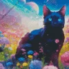 blue eyed black cat Diamond Paintings