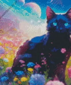 blue eyed black cat Diamond Paintings