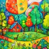 colorful green forest Diamond Paintings