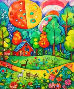 colorful green forest Diamond Paintings