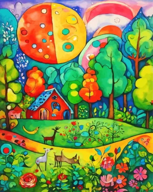 colorful green forest Diamond Paintings