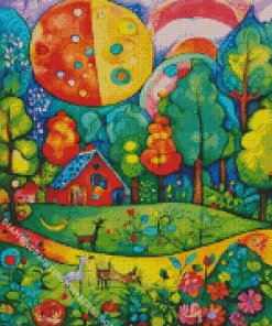 colorful green forest Diamond Paintings