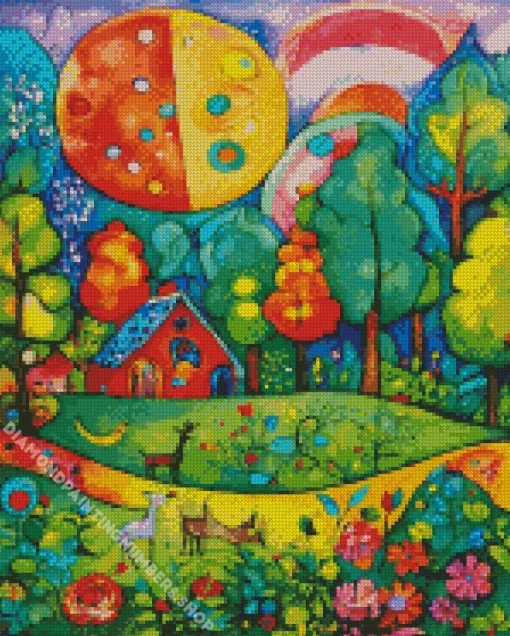 colorful green forest Diamond Paintings