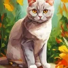 cute orange eyed grey cat Diamond Paints