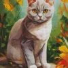 cute orange eyed grey cat Diamond Paints