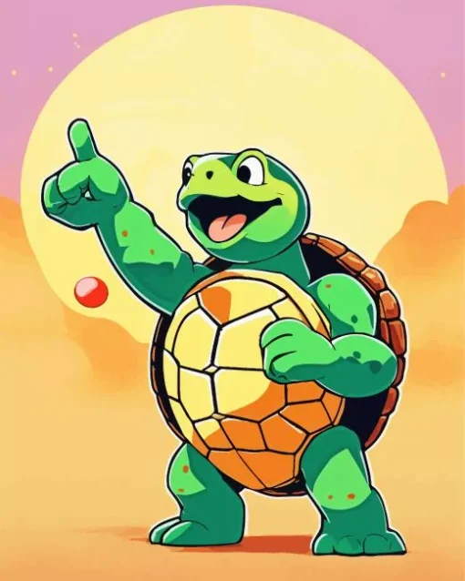 easy green turtle cartoon Diamond Paintings