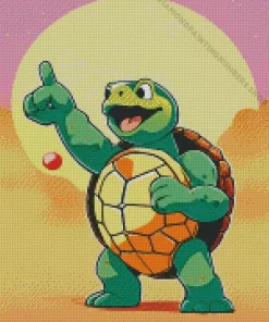 easy green turtle cartoon Diamond Paintings