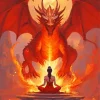 female and red dragon Diamond Paintings