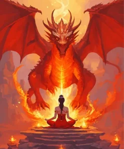 female and red dragon Diamond Paintings