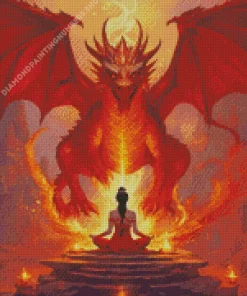 female and red dragon Diamond Paintings