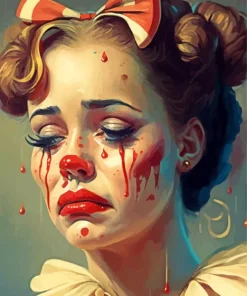 female sad clown Diamond Paintings