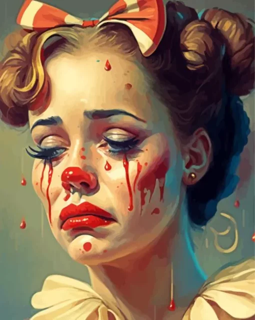 female sad clown Diamond Paintings