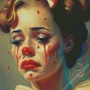 female sad clown Diamond Paintings