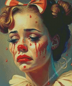 female sad clown Diamond Paintings