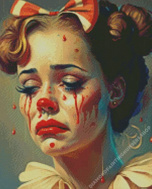 female sad clown Diamond Paintings