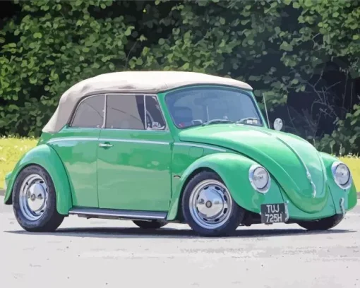 green vw bug convertible car Diamond Paintings