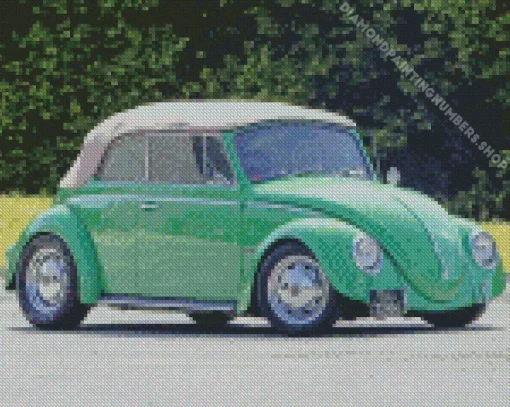 green vw bug convertible car Diamond Paintings