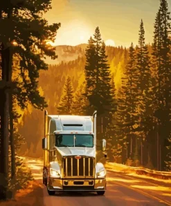 grey commercial truck Diamond Paintings