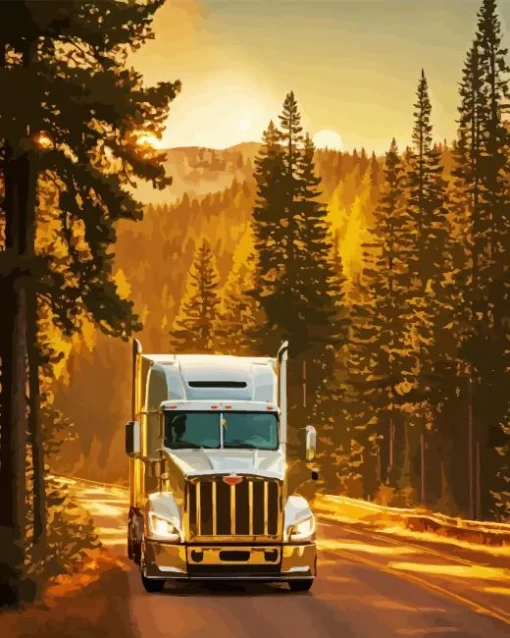 grey commercial truck Diamond Paintings