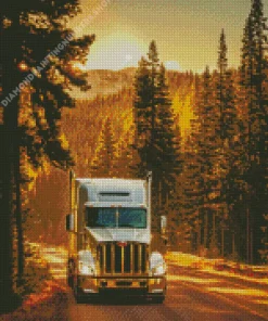 grey commercial truck Diamond Paintings