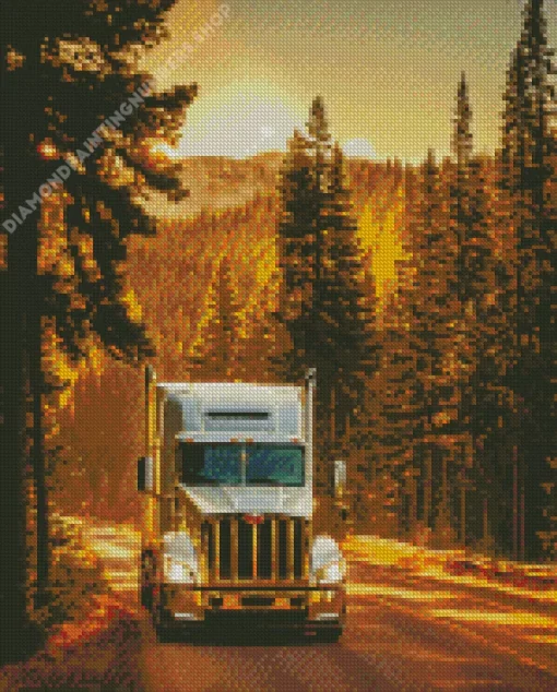 grey commercial truck Diamond Paintings