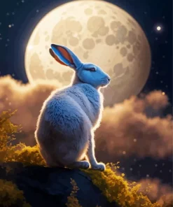 grey hare full moon Diamond Paintings