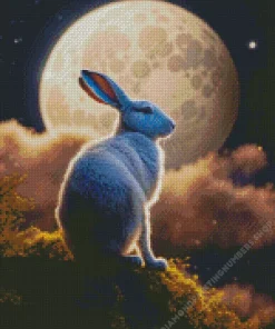 grey hare full moon Diamond Paintings