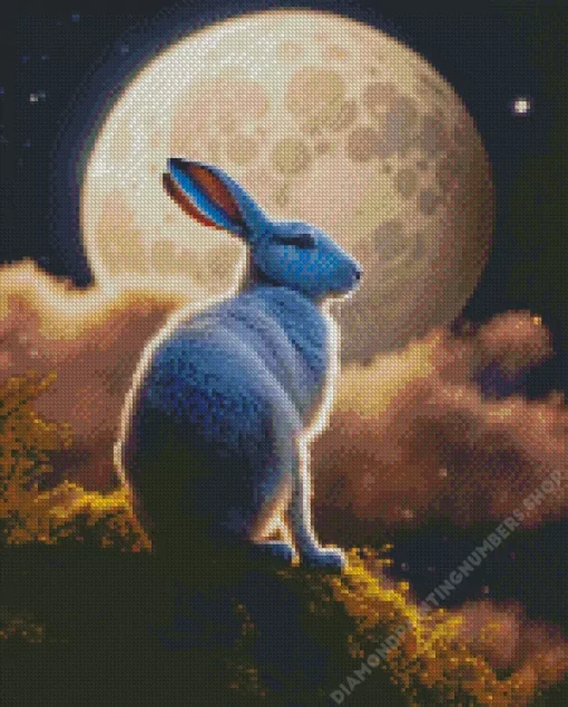 grey hare full moon Diamond Paintings