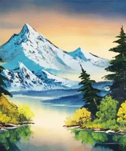grey mountain bob ross Diamond Paintings