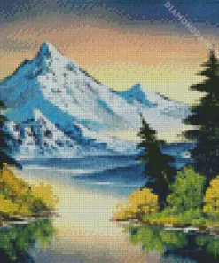 grey mountain bob ross Diamond Paintings