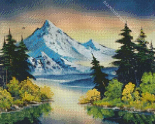 grey mountain bob ross Diamond Paintings