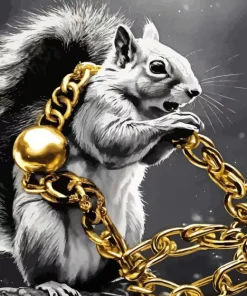 grey squirrel with gold Diamond Paintings