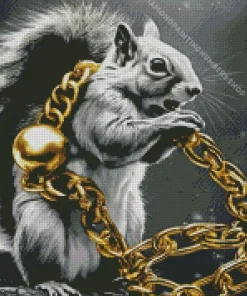 grey squirrel with gold Diamond Paintings