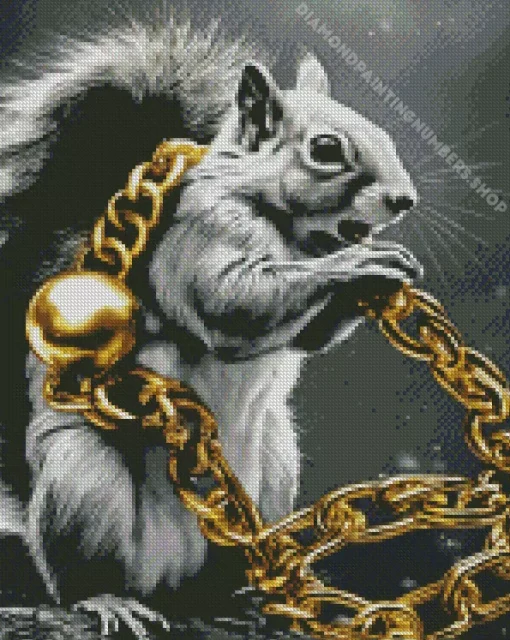 grey squirrel with gold Diamond Paintings