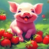 pig with strawberry Diamond Paintings