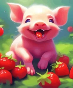 pig with strawberry Diamond Paintings