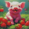 pig with strawberry Diamond Paintings
