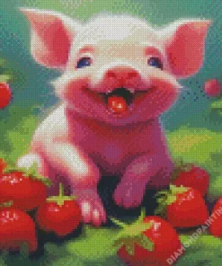 pig with strawberry Diamond Paintings