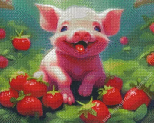 pig with strawberry Diamond Paintings