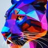 purple tiger abstract face Diamond Paintings