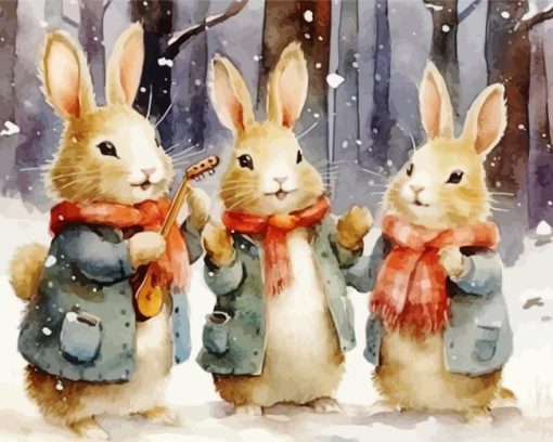 Blonde Bunnies In Snow Diamond By Numbers