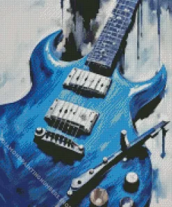 Blue Guitar art Diamond With Numbers