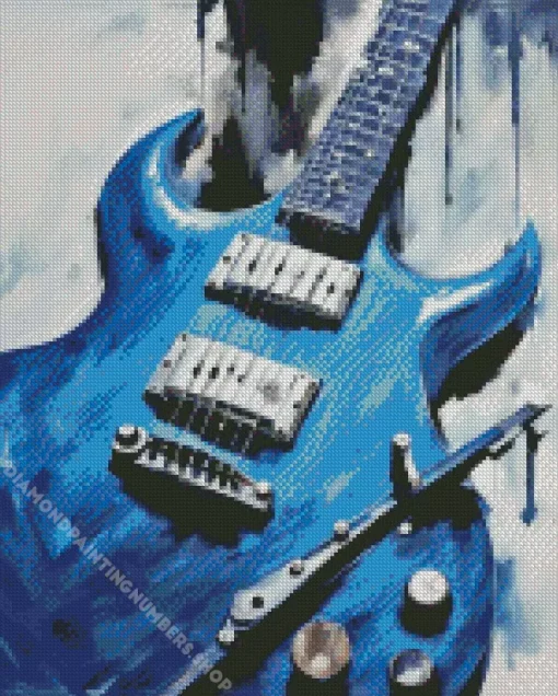 Blue Guitar art Diamond With Numbers