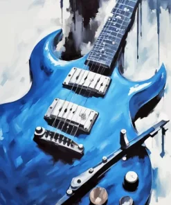 Blue Guitar art Diamond With Numbers